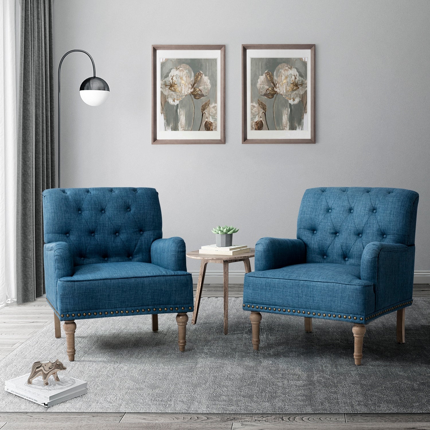 Geltrude Traditional Upholstered Accent Chair with Button Tufted Back Set of 2 by HULALA HOME