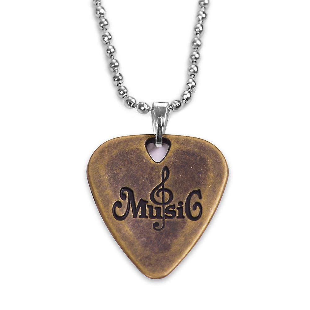 1 Guitar Pick Necklace Green Bronze