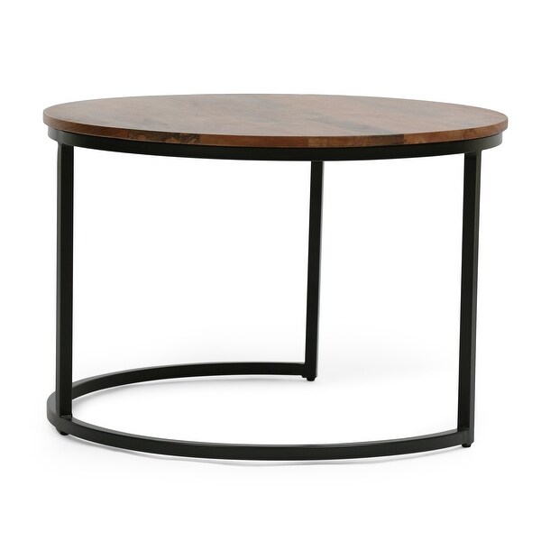 Modern 3Piece Black+Natural Nesting Coffee Table Set