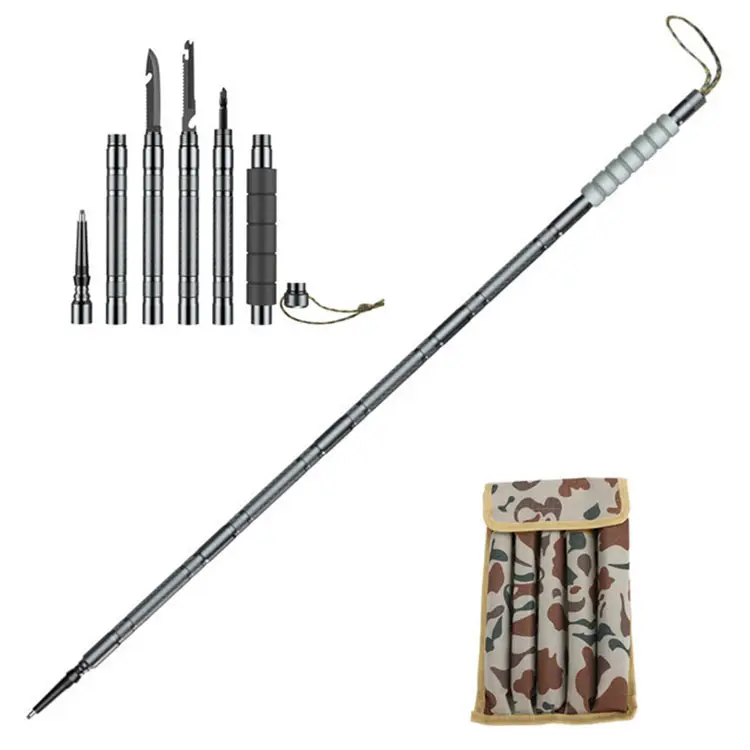 Outdoor Hiking Ultra Light Aluminum oy Trekking Pole Camping Folding Hiking Pole with Rubber Tip