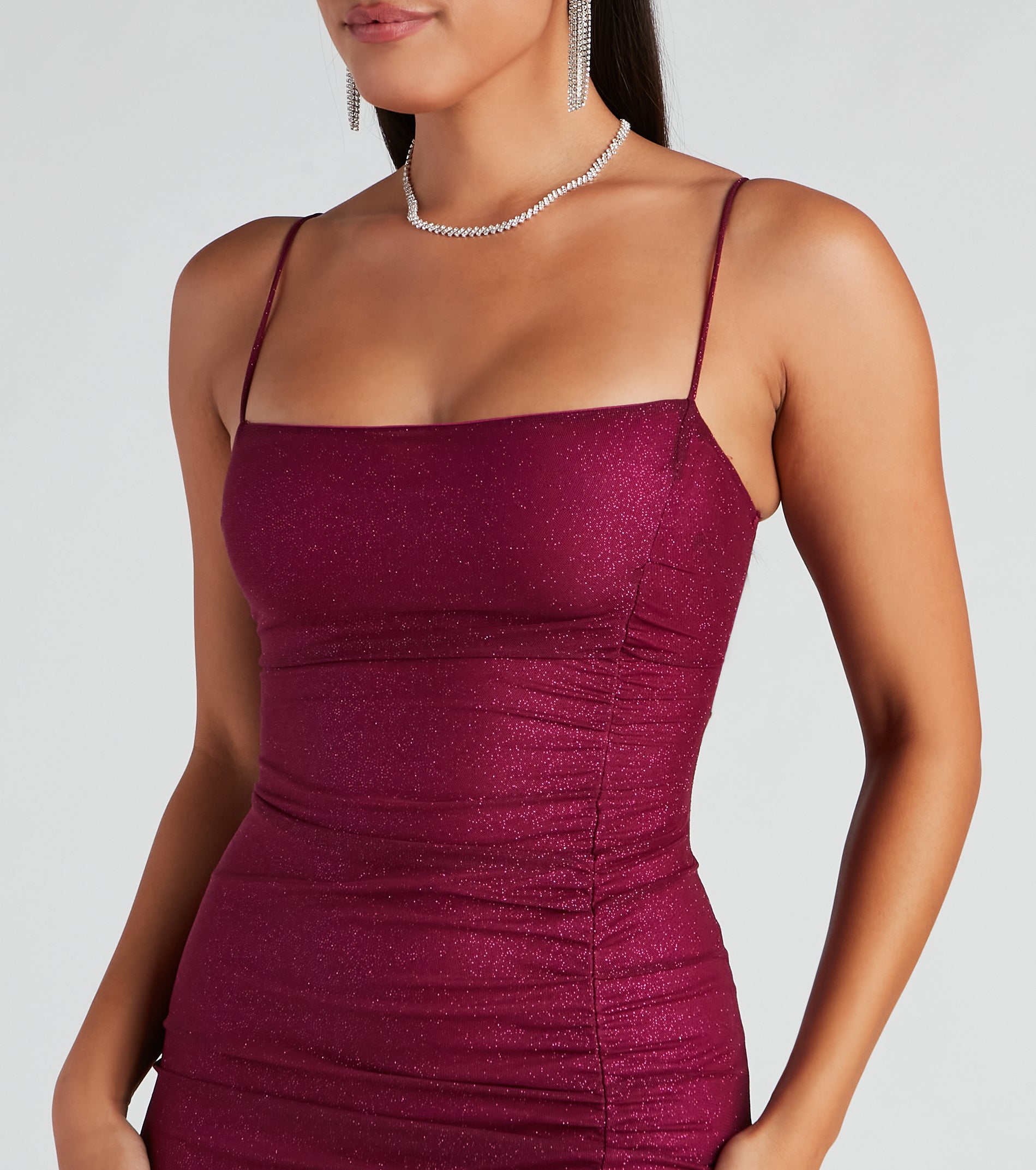 Shimmer And Glimmer Glitter Mesh Mini Dress