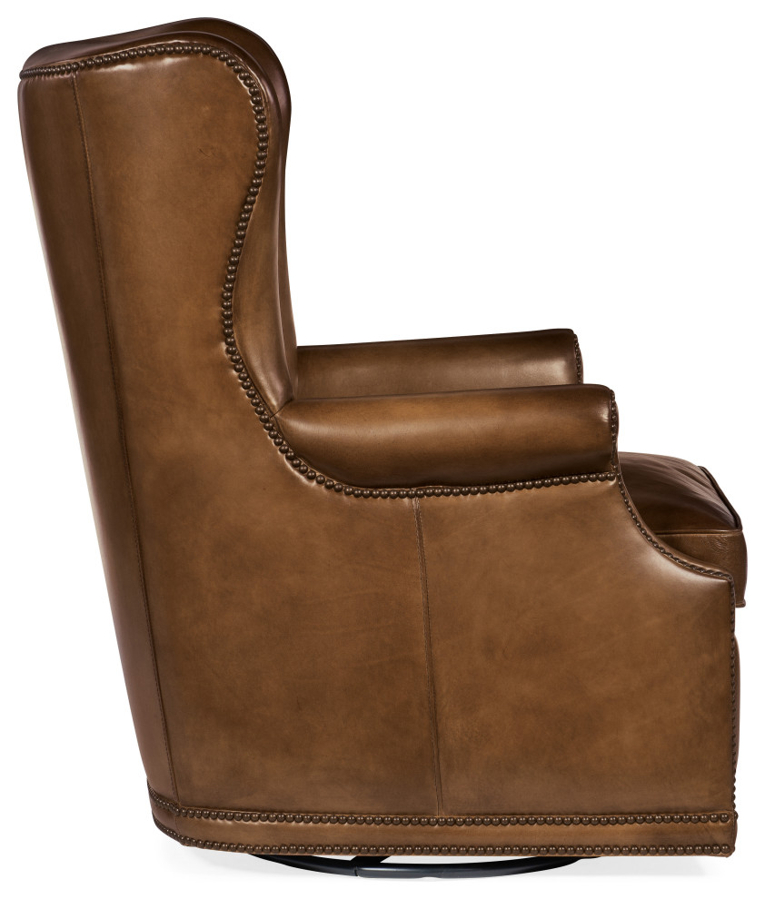 Maya Wing Swivel Club Chair   Transitional   Armchairs And Accent Chairs   by Buildcom  Houzz