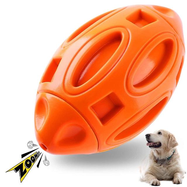 Squeaky tough rugby dog toys