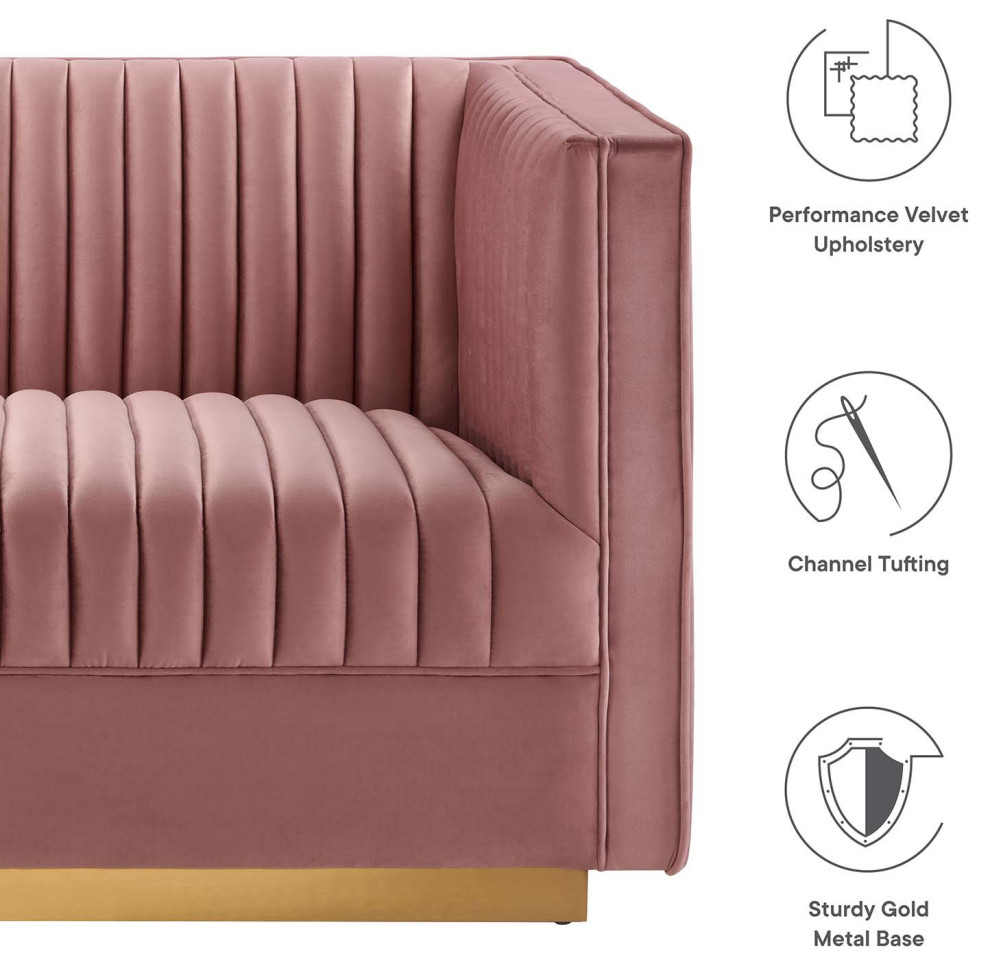 Sanguine Channel Velvet 3 Seat Modular Sectional Sofa   Contemporary   Sofas   by Modway  Houzz