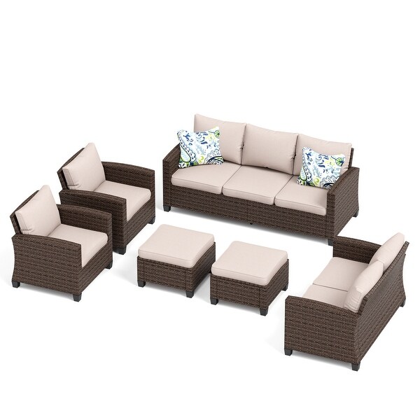 9Seat Patio Furniture Wicker Rattan Outdoor Highback Sectional Sofa Conversation Set with Firepit Table