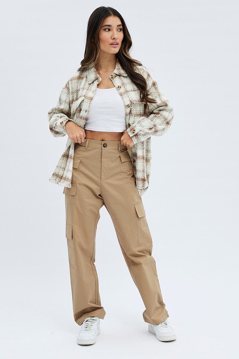 Camel Cargo Pants High Rise