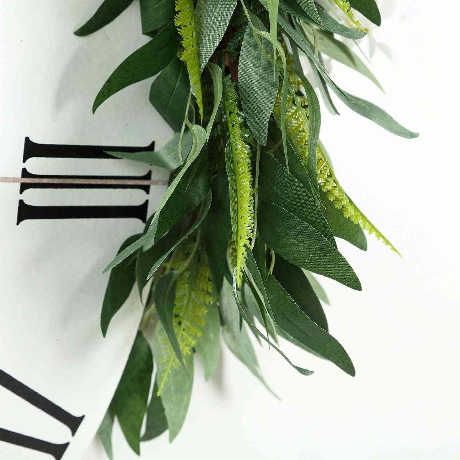 Real Touch Green Artificial Willow and Frond Leaves Garland Vine 4ft