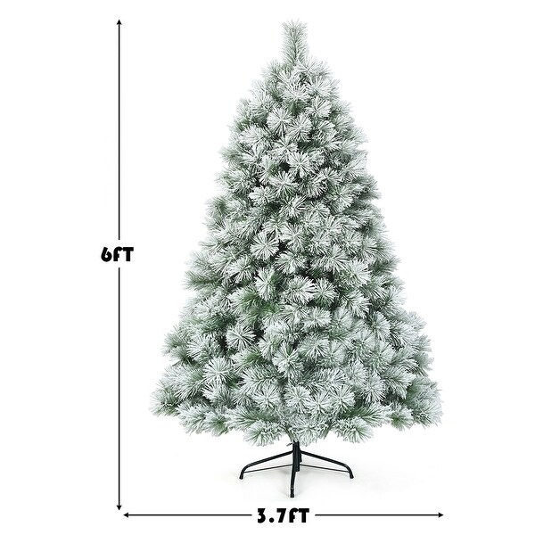 Costway 6ft or 7ft Premium Hinged Artificial Christmas Tree Snowy Pine