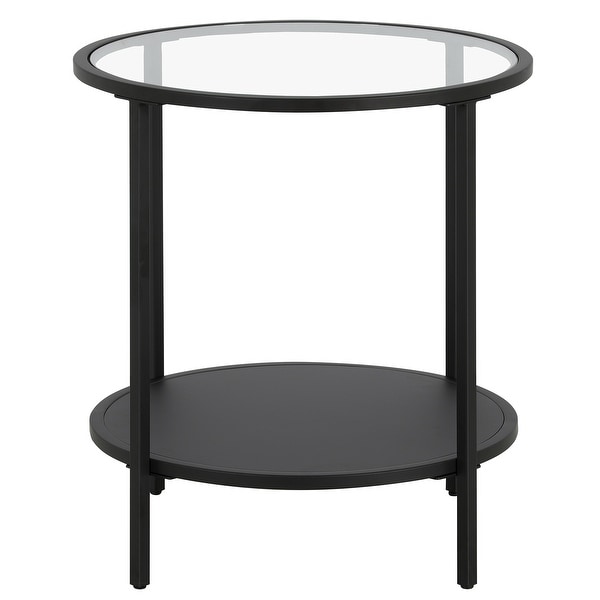 Sivil 20'' Wide Round Side Table with Metal Shelf