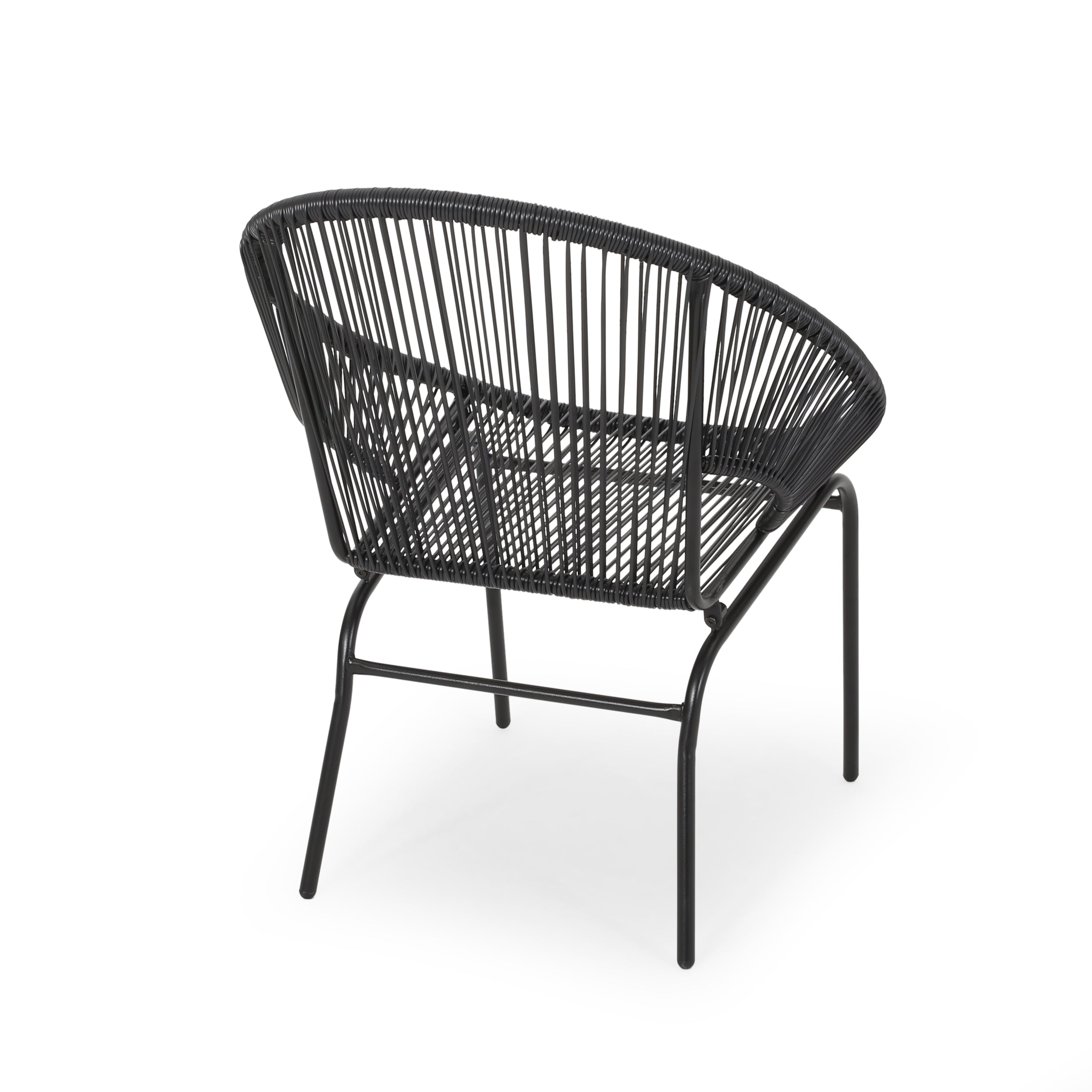 Chrissy Outdoor Modern Faux Rattan Club Chair (Set of 2)