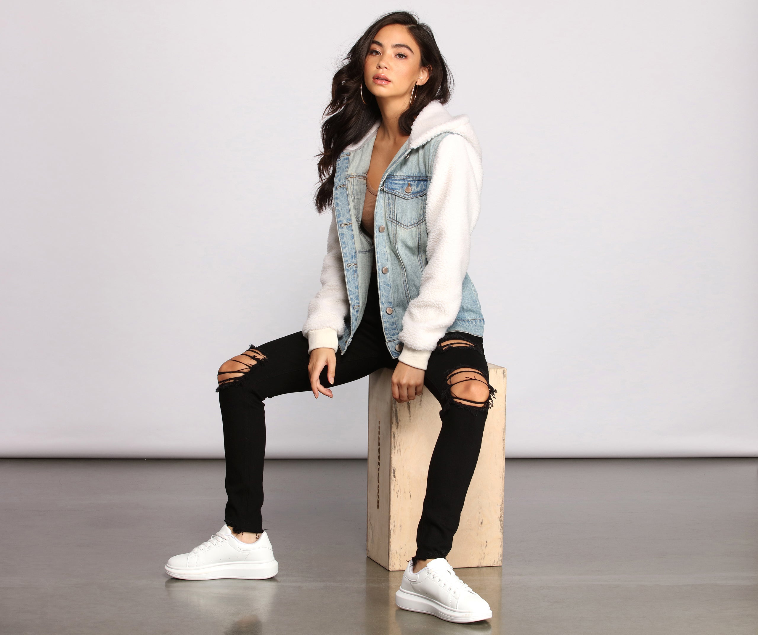 Cozy Casual Vibe Sherpa Denim Jacket