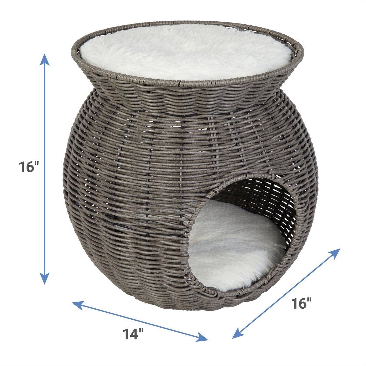 Frisco Round Wicker Cat Condo with Top Perch