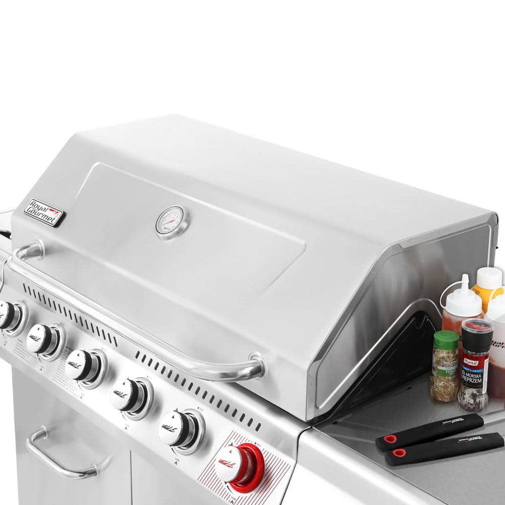 Royal Gourmet 6Burner Propane Gas Grill in Stainless Steel with Sear Burner and Side Burner