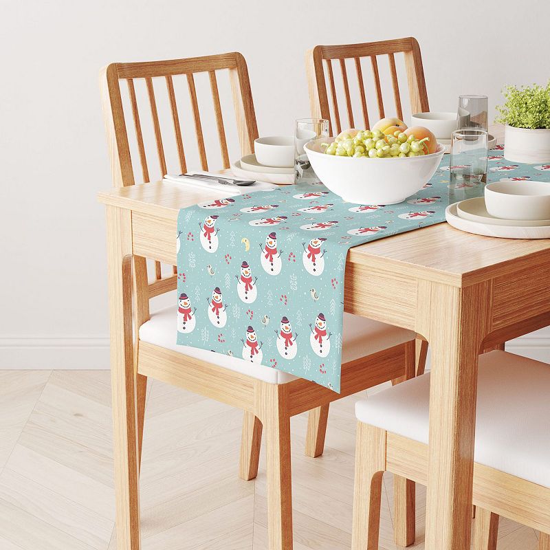 Table Runner， 100% Cotton， 16x90， Holly Jolly Snowmen