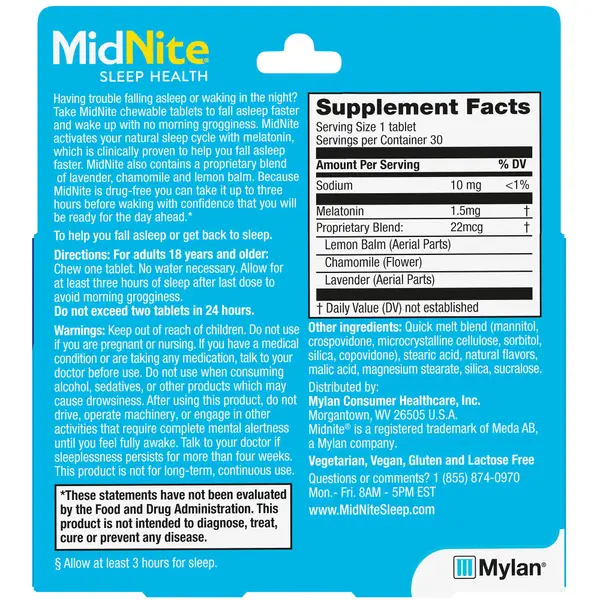 MidNite Sleep Health Chewable Tablets