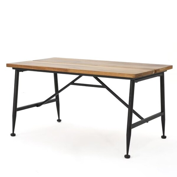 Outdoor industrial acacia wood+metal table，for graden and patio