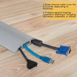 Stalwart 10 ft. 3-Channel Floor Cord Protector in Gray NNGSR104