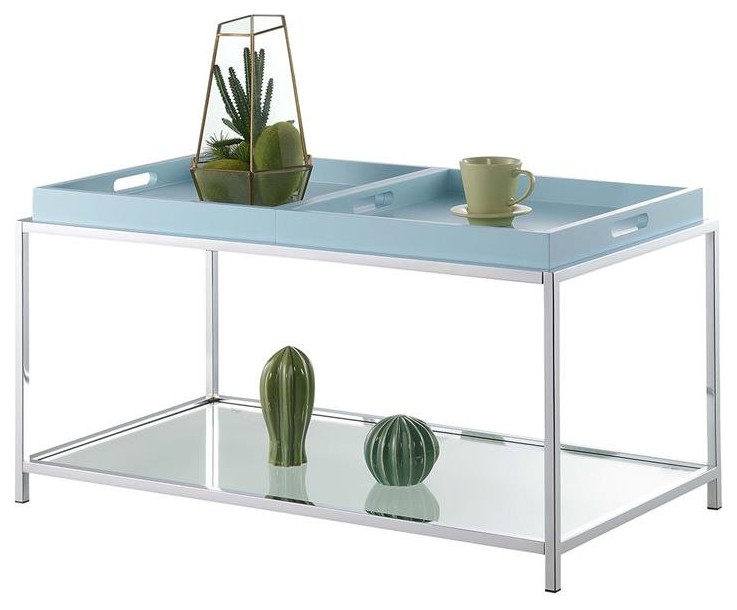 Convenience Concepts Palm Beach Coffee Table in Clear Glass and Chrome Metal   Contemporary   Coffee Tables   by Homesquare  Houzz