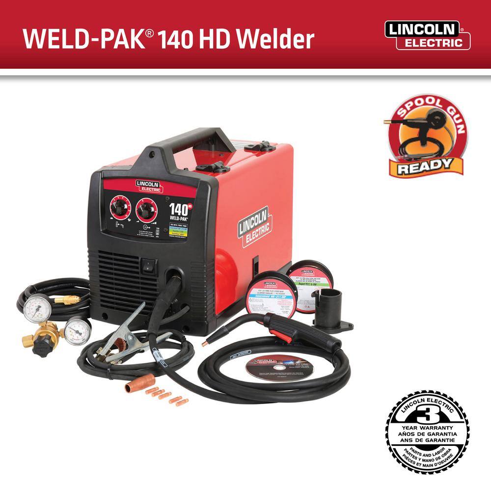 Lincoln Electric Weld-Pak 140 Amp MIG and Flux-Core Wire Feed Welder 115V Aluminum Welder with Spool Gun sold separately K2514-1