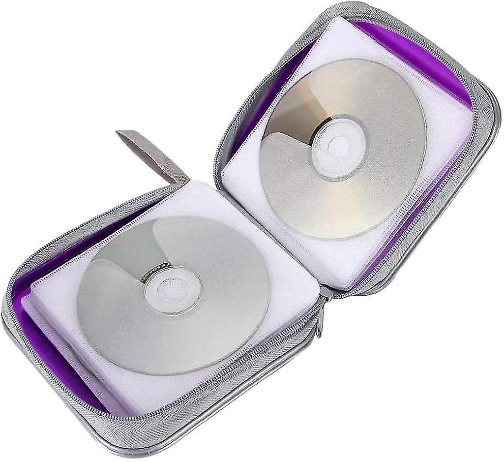 Cd Holder Cd Case Wallet Dvd Binder Dvd Organizer Storage Bag 40 Capacity Portable Purple