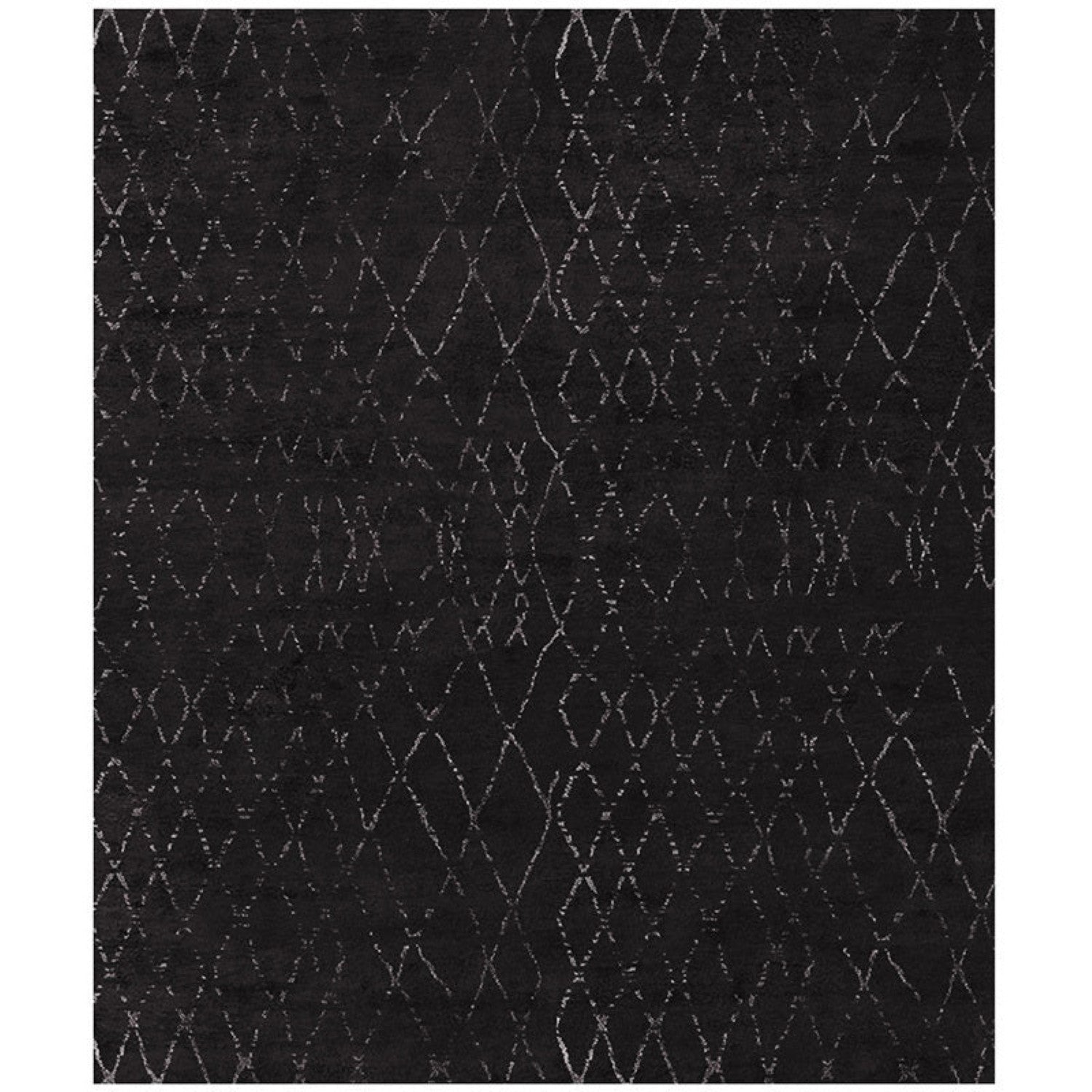 Cetona Hand Knotted Black w/ Silver Rug