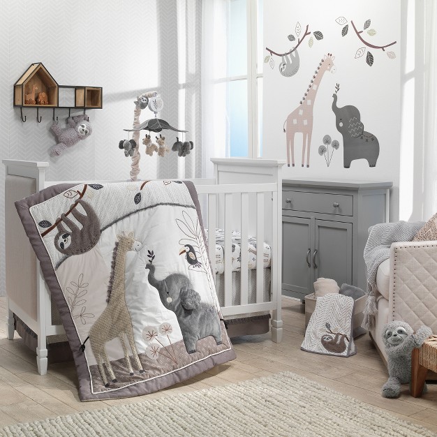 Lambs amp Ivy Baby Jungle Animals Gray tan Musical Crib Mobile Soother Toy