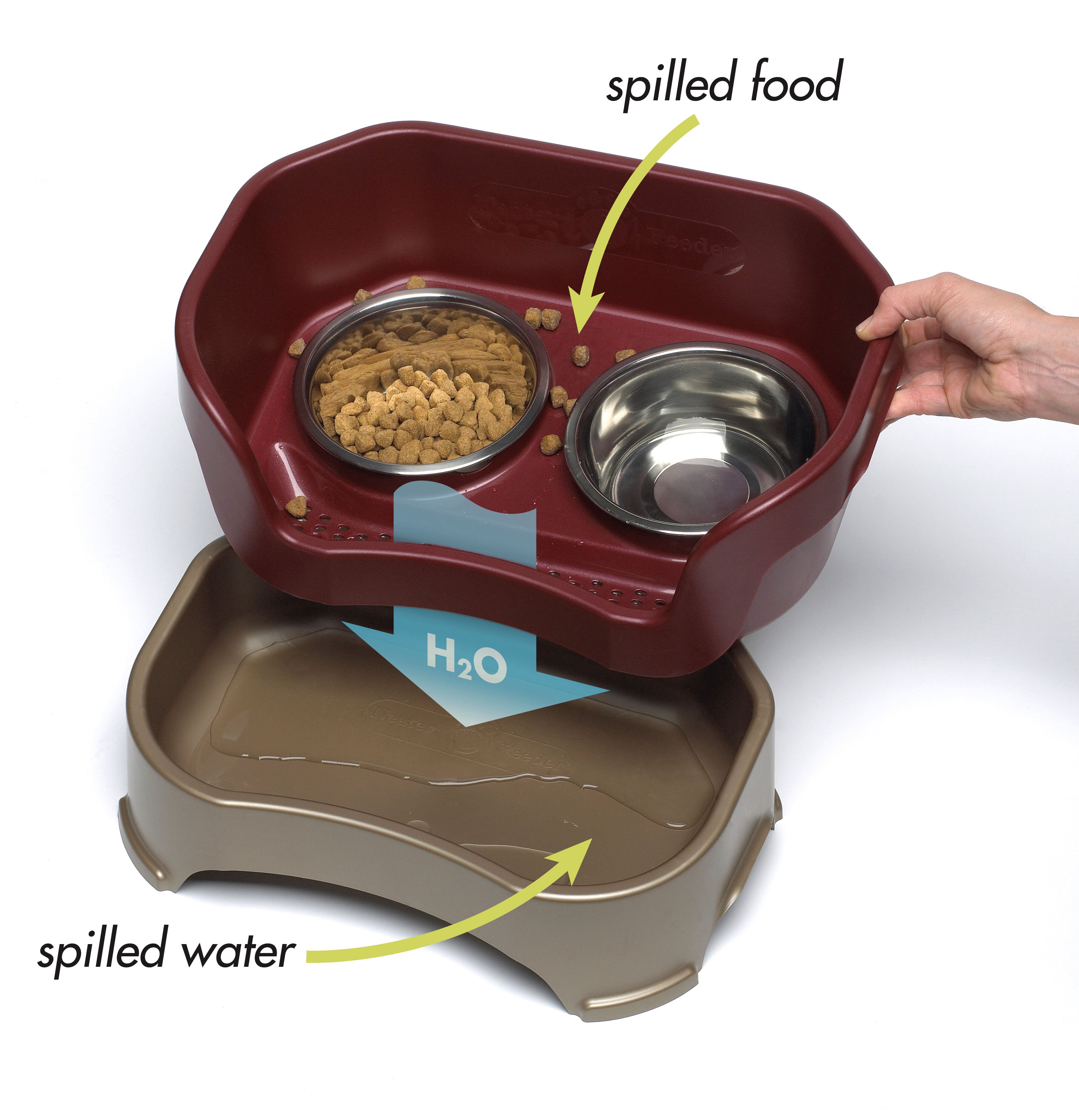 Neater Pets Neater Feeder Deluxe Mess-Proof Elevated Food and Water Bowls for Medium Dogs， Gunmetal