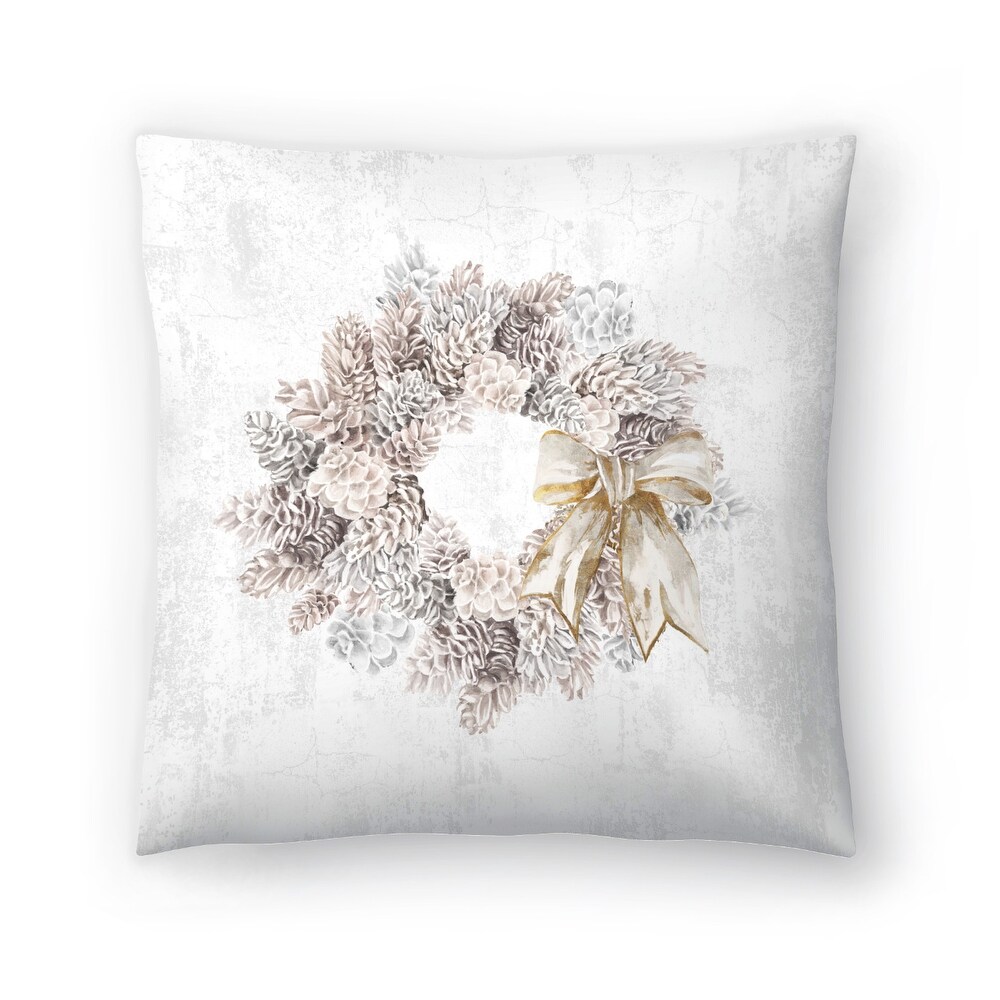 Pinecone Wreath by PI Holiday Collection   Decorative Throw Pillow