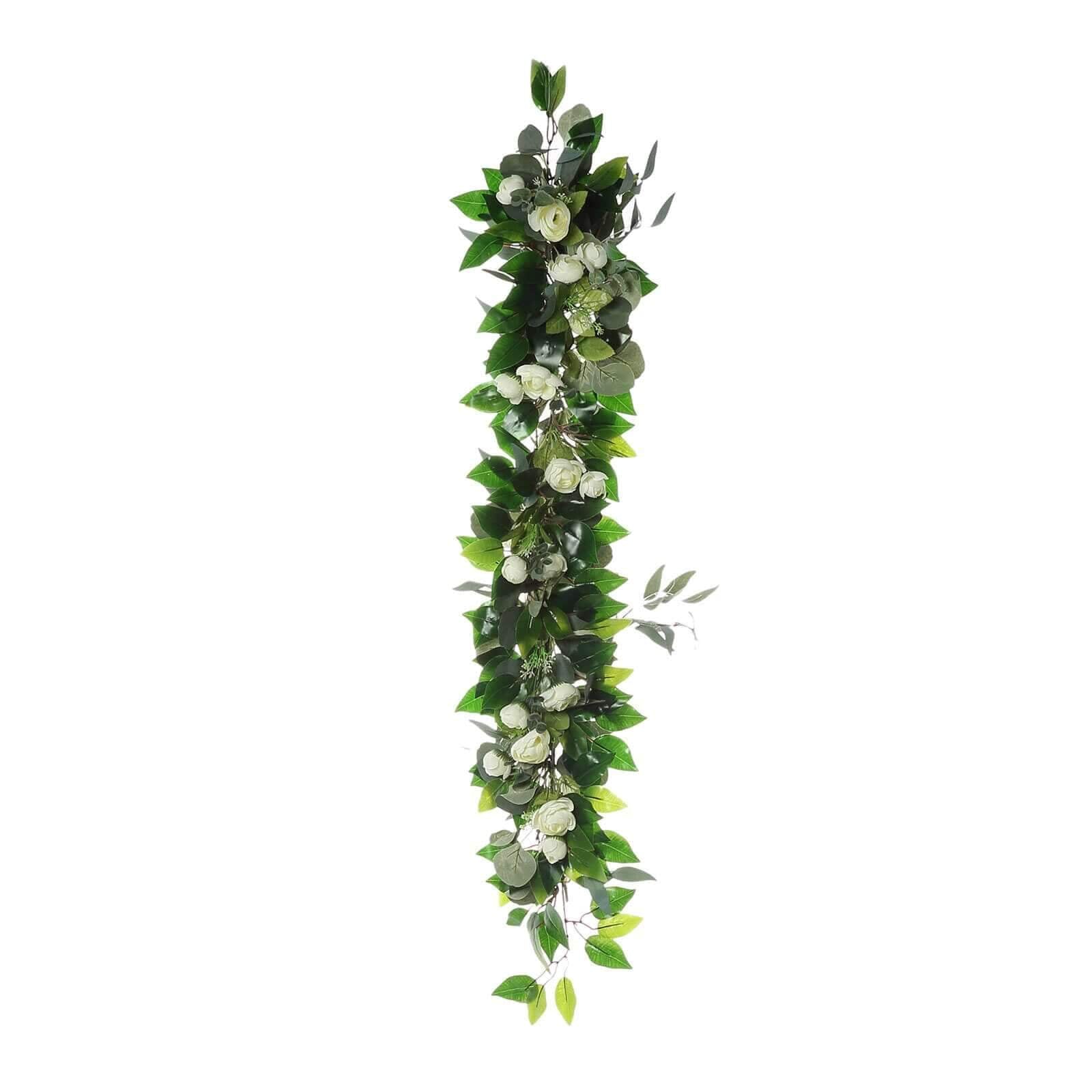 Artificial Eucalyptus/Willow Leaf Ranunculus Flower Garland Vine 40