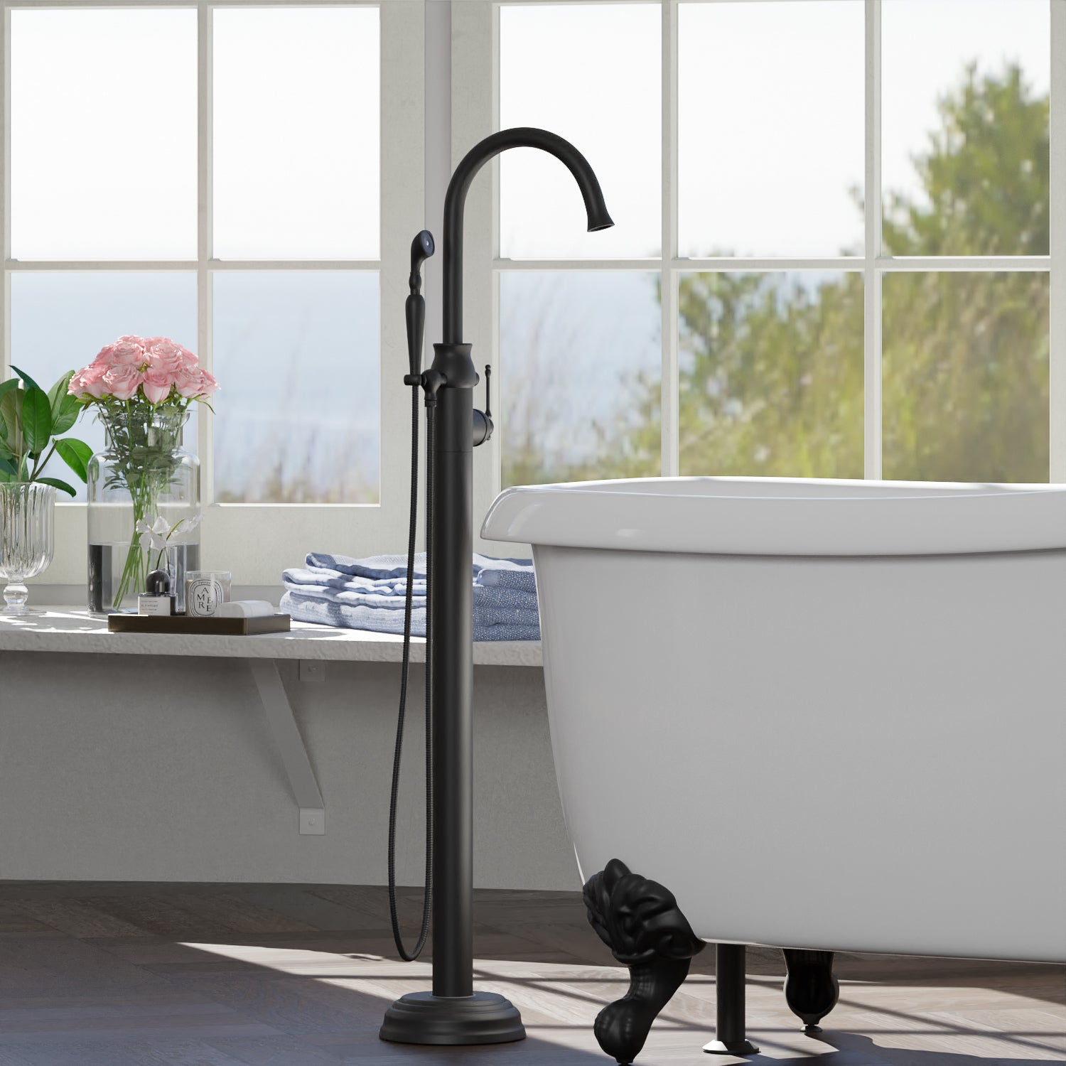 LeBaron Freestanding Tub Filler with Hand Shower