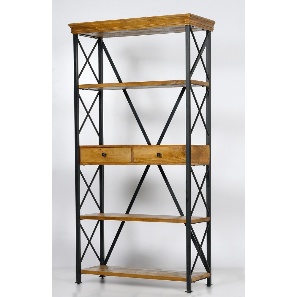 Dakota Wood Metal Tall Etagere Bookshelf