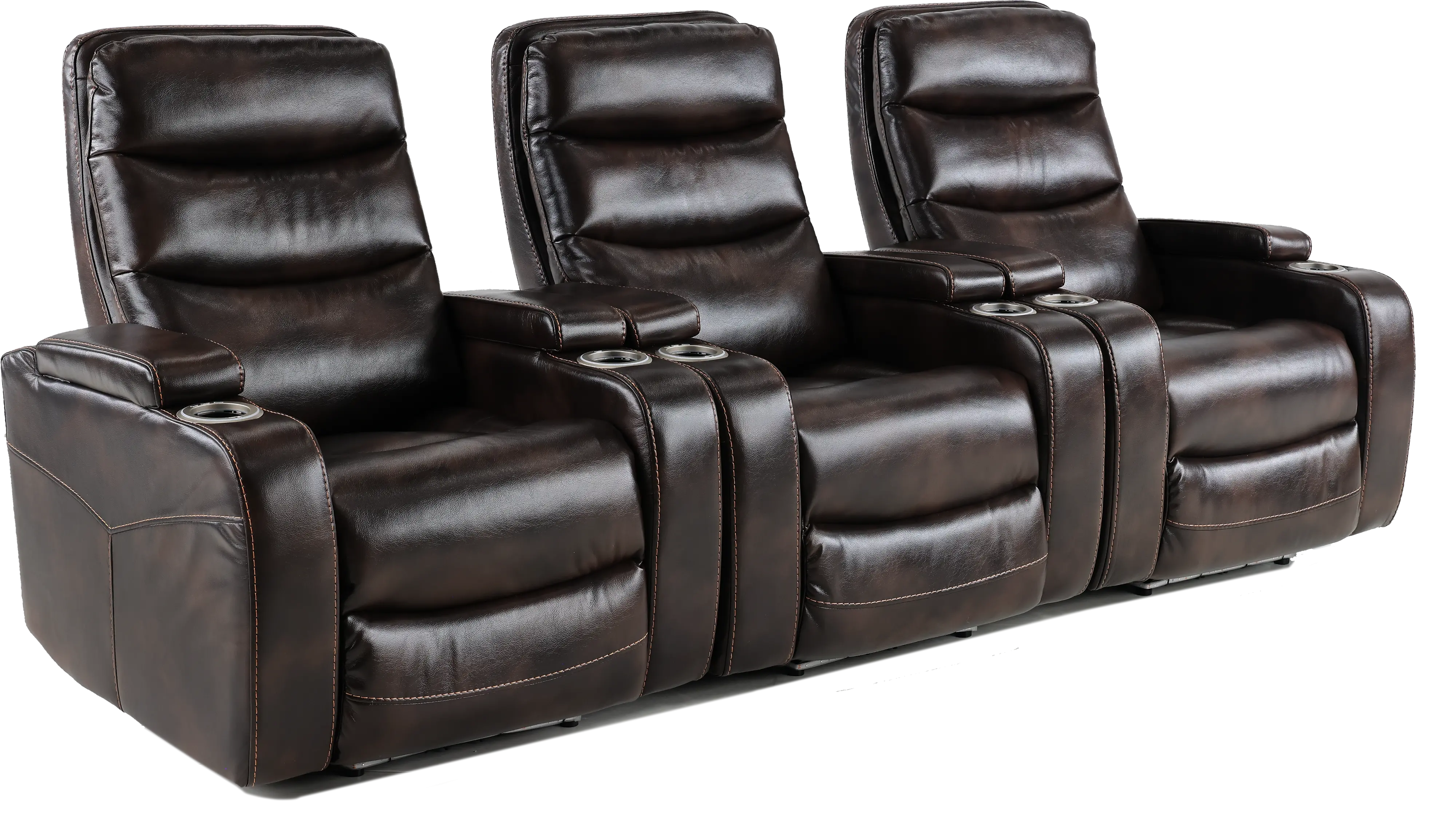 Cinema Coffee Brown 3 Piece Power Home Theater Seating