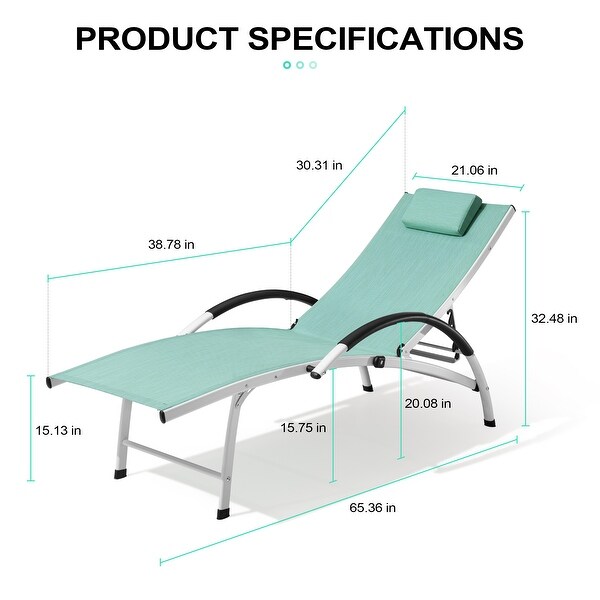 Crestlive Outdoor Adjustable Reclining Chaise Lounge Chair with Arms and Headrest，Aluminum or Steel Frame Options