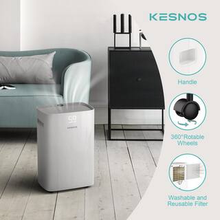 Kesnos 50 Pint Capacity Home Multifunction Dehumidifier With Bucket For 4500 Sq. Ft. Home Or Bedroom HDCX-PD08A