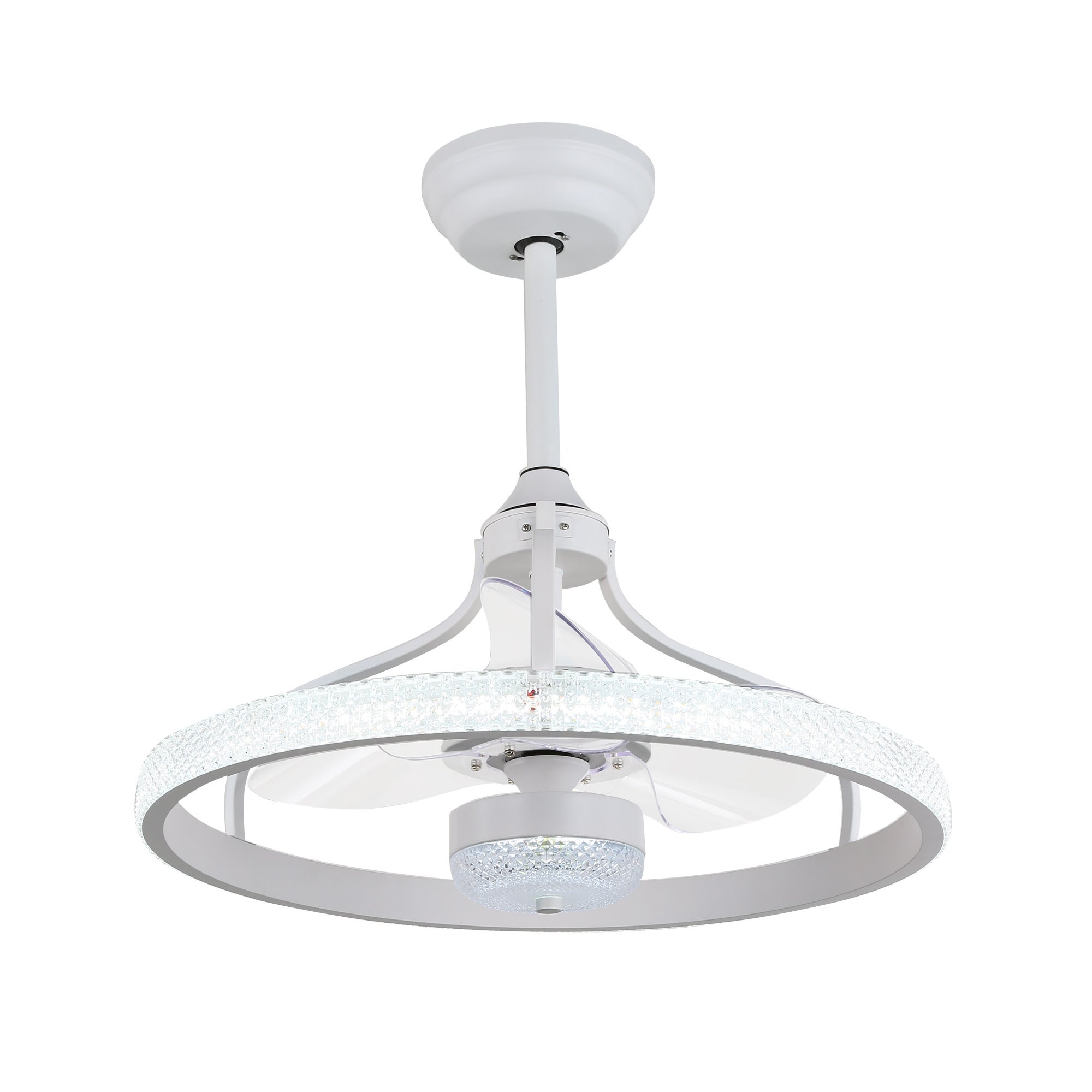 Oaks Aura LED Glam Crystal Ceiling Fan with Retractable Invisible Blades Chandeliers Shopping - The Best Deals on Ceiling Fans | 40243355