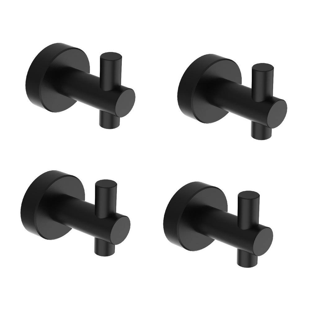 cadeninc Wall Mounted Round Bathroom Robe Hook and Towel Hook in Black (4-Pack Combo) DR-LQHU-034