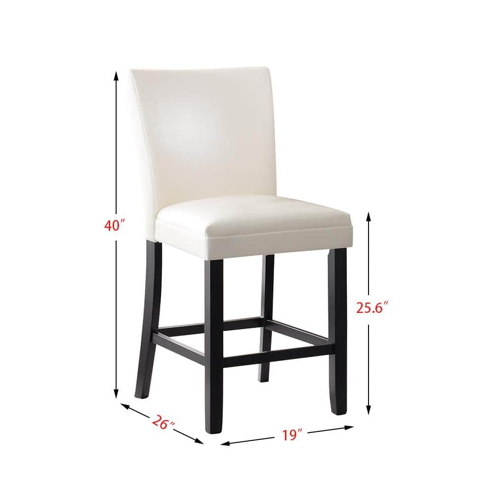 GOJANE 40.16 in. White Low Back Solid Wood Frame Bar Stool with Fabric Seat (Set of 2) ZBY-1331-LWYWT