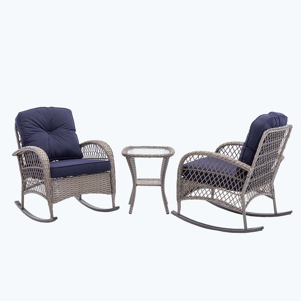 3pcs Outdoor Furniture Modern Wicker rocking chair set - Overstock - 37582713