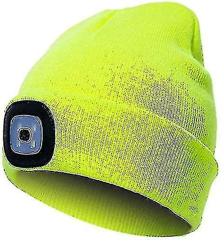 Led Lighted Beanie Hat， Usb Rechargeable Hands Free Hat With Light For Camping Fishing， Winter Warme