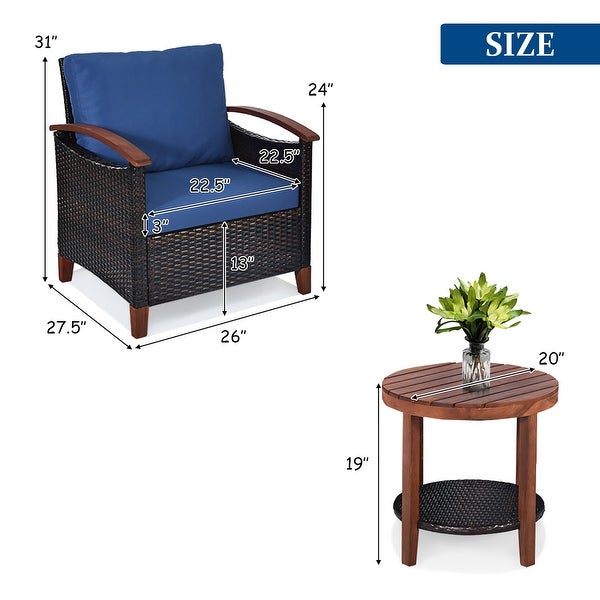 3 Piece Patio Rattan Furniture Set - Modern Furniture - Overstock - 37511920