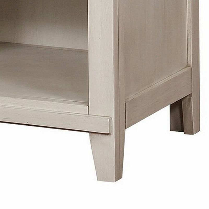 Nightstand with Plank Front Drawer and 1 Open Shelf， White