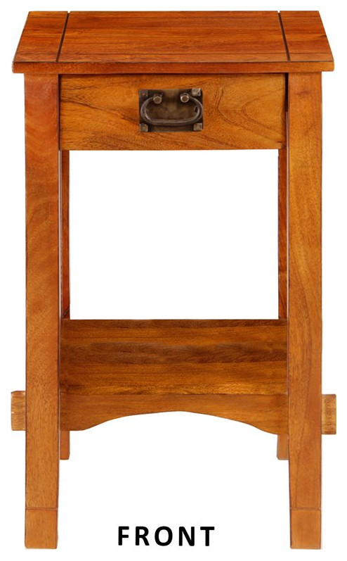 Benjara 15 quotContemporary Spacious Mango Wood Telephone Stand in Brown   Craftsman   Plant Stands And Telephone Tables   by Homesquare  Houzz