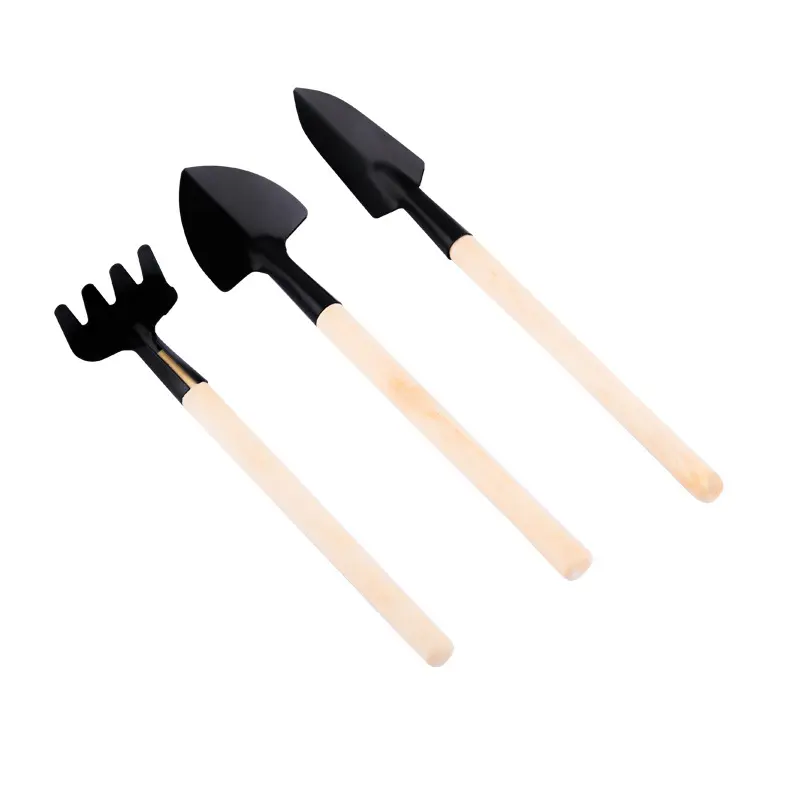 Three piece Suit Eco Friendly Wooden Handles Succulent Mini Gardening Tools for Transplant Vegetable Seedlings