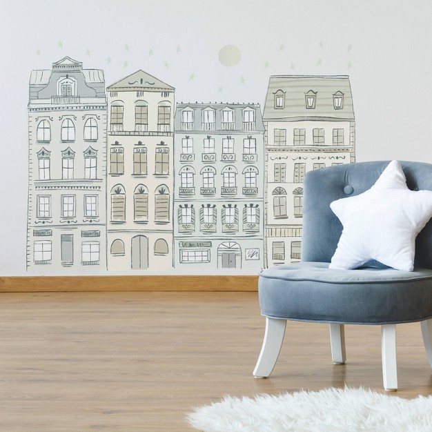 Illustrated Townhouses Peel And Stick Giant Wall Decal Roommates