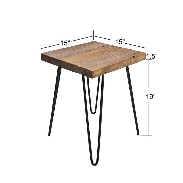 Greenage Wood End Table with Iron Legs