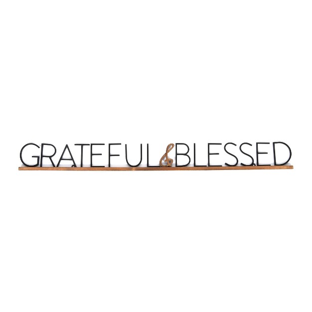 Grateful And Blessed Deep Medium Wood Finish Black Metal New View