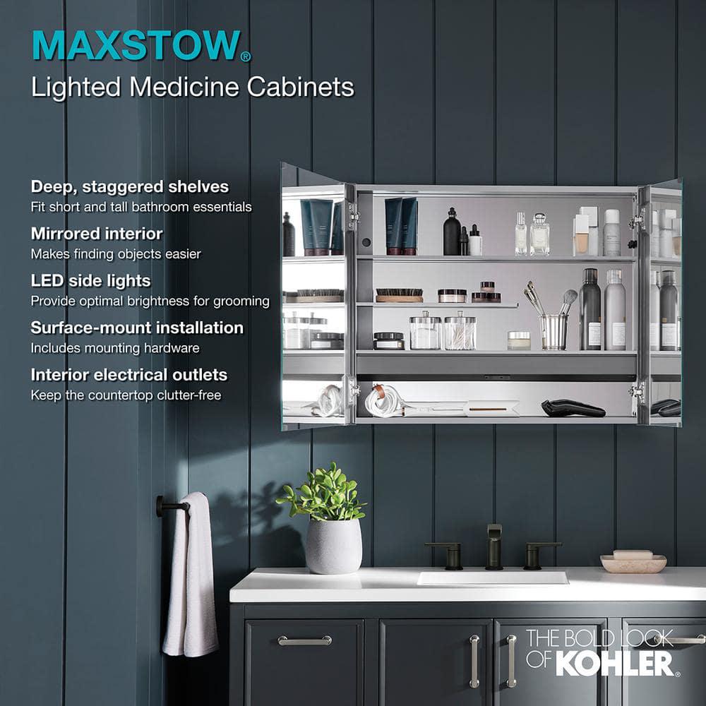 KOHLER Maxstow 32 in W x 24 in H Silver Surface Mount Medicine Cabinet with Lighted Mirror