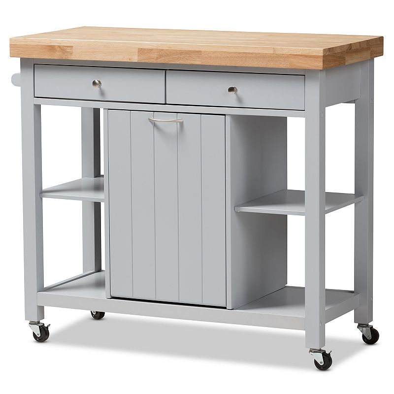 Baxton Studio Farmhouse Gray Kitchen Cart