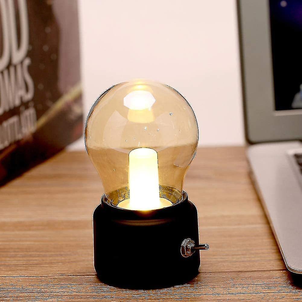 Retro Led Night Light Usb Rechargeable Table Lamp Bedside Lamp For Bedroom， Hallway， Kitchen，black