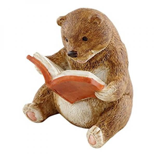 Top Collection Miniature Fairy Garden and Terrarium Baby Bear Reading Statue